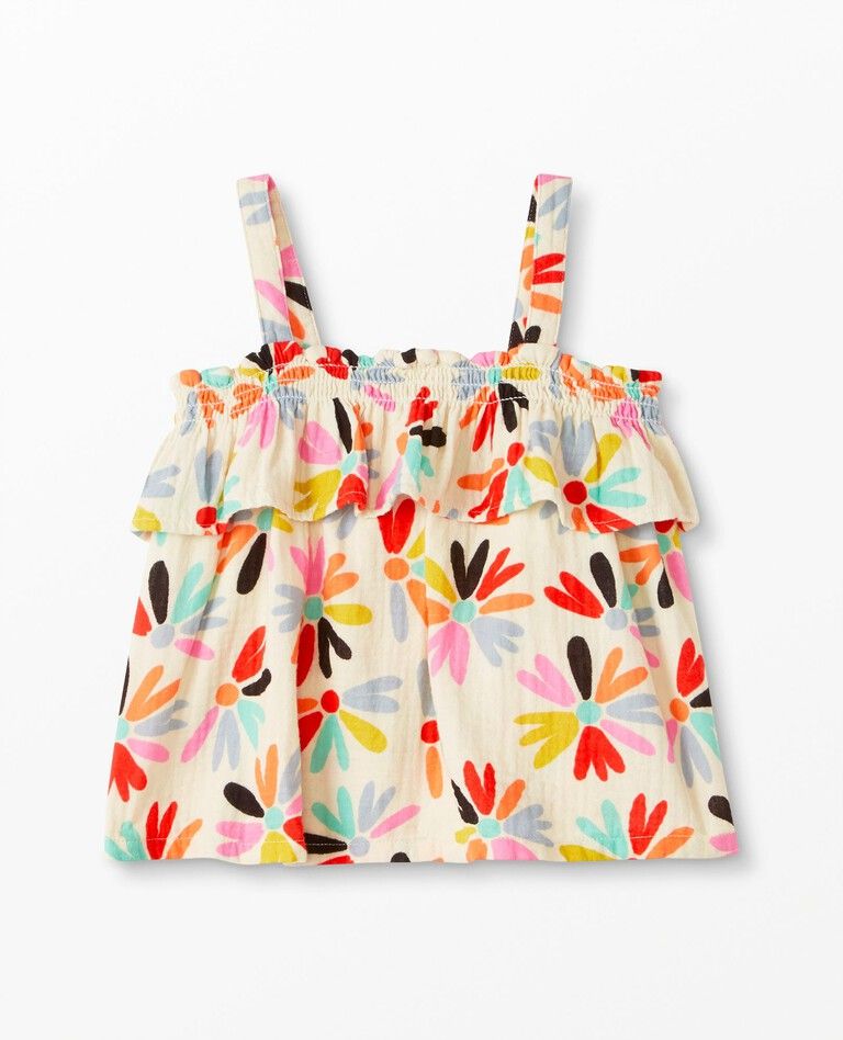 Print Smocked Tank In Cotton Muslin | Hanna Andersson