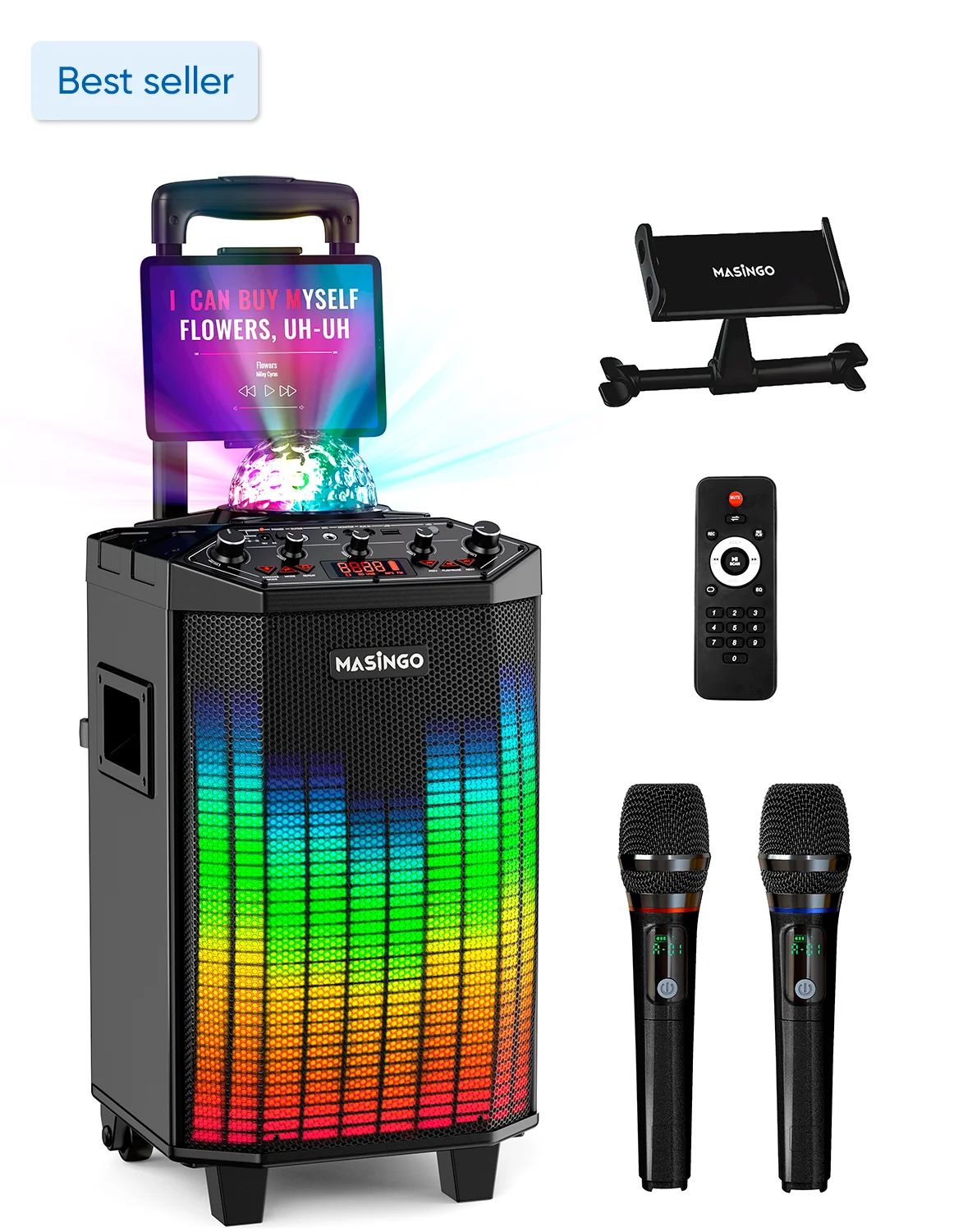 MASINGO New Karaoke Machine for Adults and Kids with 2 Bluetooth Wireless Microphones. Portable S... | Walmart (US)