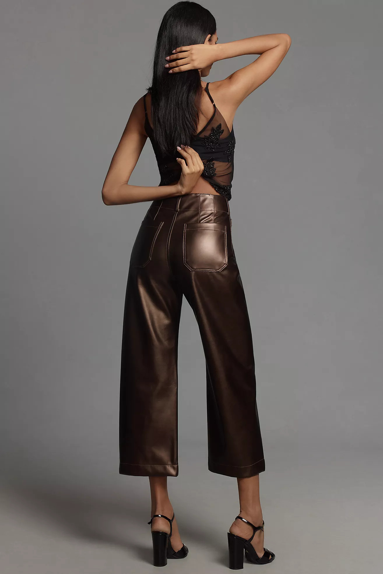 The Colette Cropped Wide-Leg Pants by Maeve: Faux-Leather Edition | Anthropologie (US)