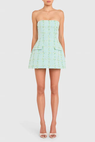 Amanda Uprichard Strapless Bethany Skort Romper in Aquamarine - Size XS | Amanda Uprichard