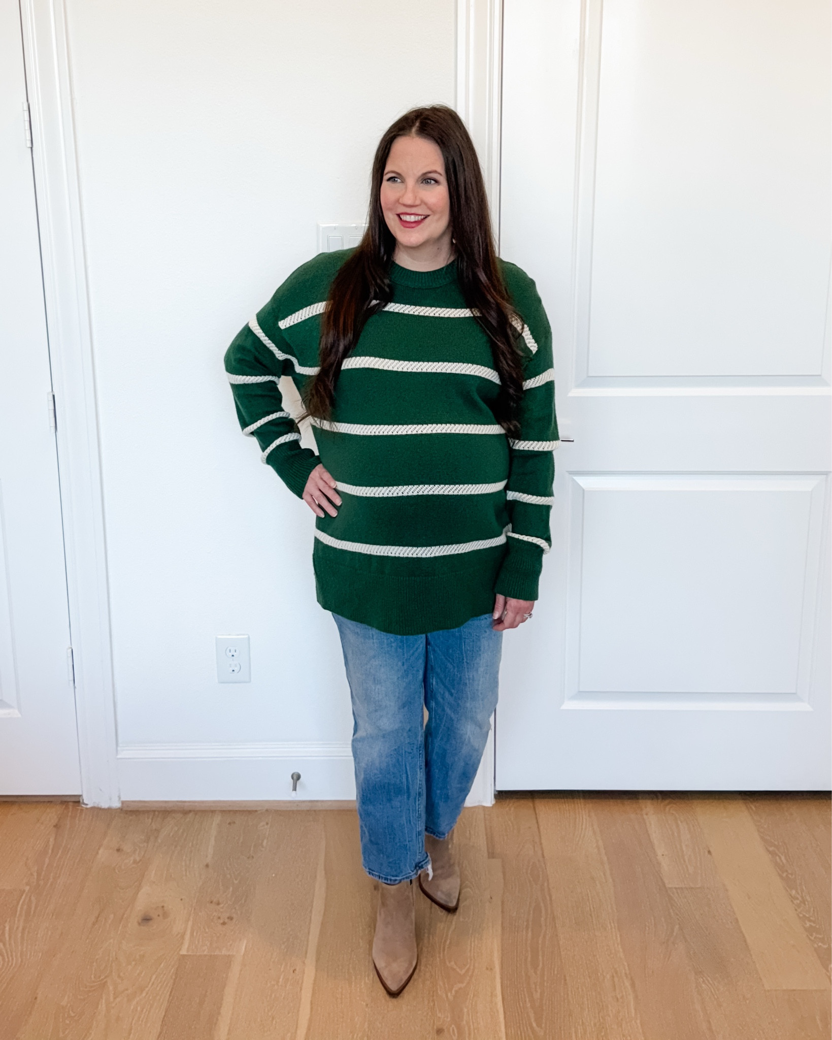 Bump-Friendly Winter Look

Loving this bump-friendly winter outfit lately. The green striped sweater is soft and easy to wear, styled with classic straight leg jeans that are hands down the best maternity jeans. Finished with tan brown booties, this look is a great staple for cozy winter outfits for women and everyday pregnancy outfits.

#LTKBump #LTKSeasonal #LTKOver40