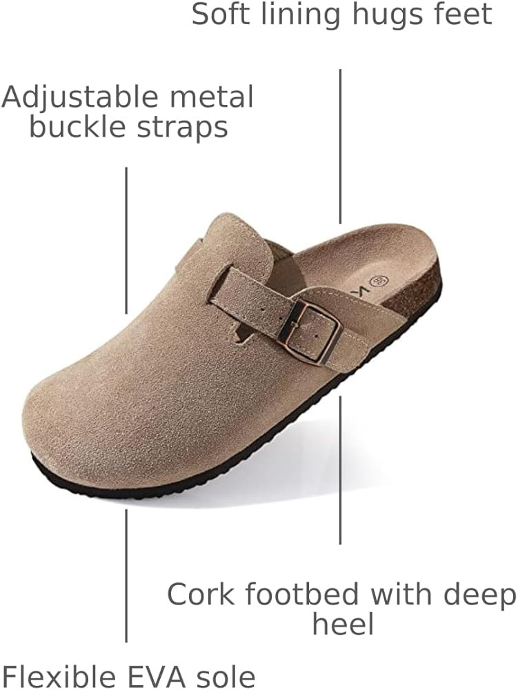 KIDMI Genuine Suede Clogs for Women Cork Footbed Sandals Leather Mules Potato Shoes with Arch Sup... | Amazon (US)