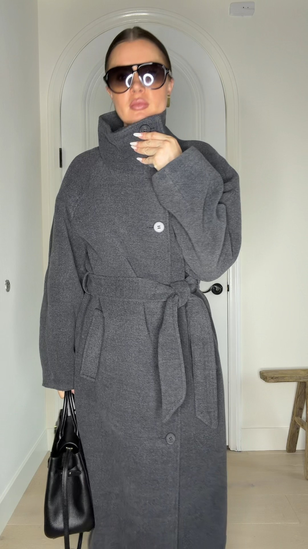 Loving this grey high neck ZARA coat. Warm, chic and cozy, perfect for the  cold winter weather. Wearing size M. 
Styling with a grey sweater, straight leg  jeans, wide heel booties, black tote and aviator sunglasses. Tagging similar ones in case it sells out. 
#zara #coat #grey #long #highneck #warm #winter #fall #chic #outfit 

#LTKCyberWeek #LTKSaleAlert #LTKSeasonal

#LTKWorkwear #LTKFindsUnder100 #LTKFindsUnder50