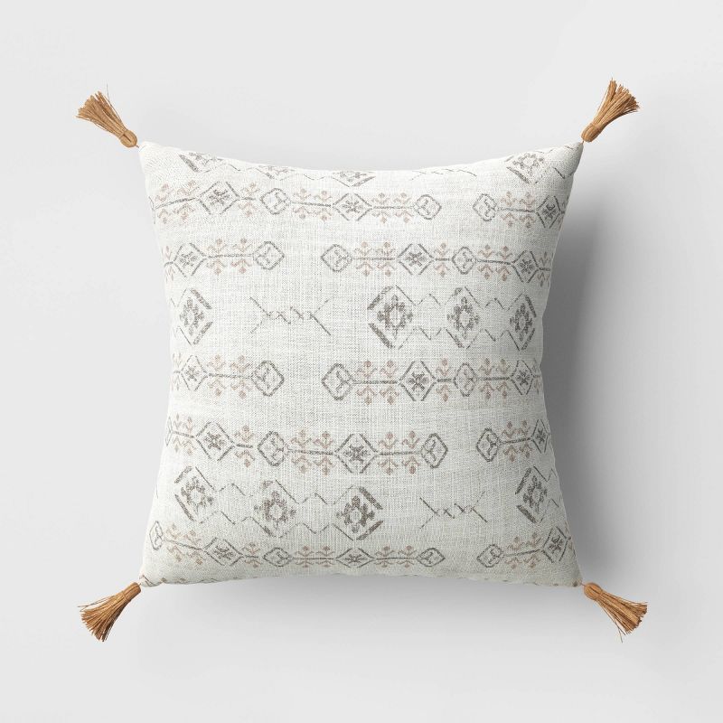 Block Floral Outdoor Throw Pillow Ivory - Threshold™ | Target