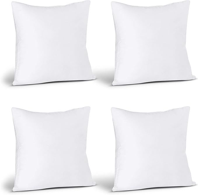 Utopia Bedding Throw Pillows Insert (Pack of 4, White) - Cotton Blend Shell 18 x 18 Inches Bed an... | Amazon (US)