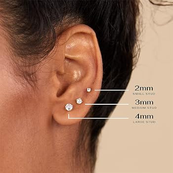 14K Gold Plated Solid 925 Sterling Silver Post Cubic Zirconia Stud Flat Back Earrings for Women |... | Amazon (US)