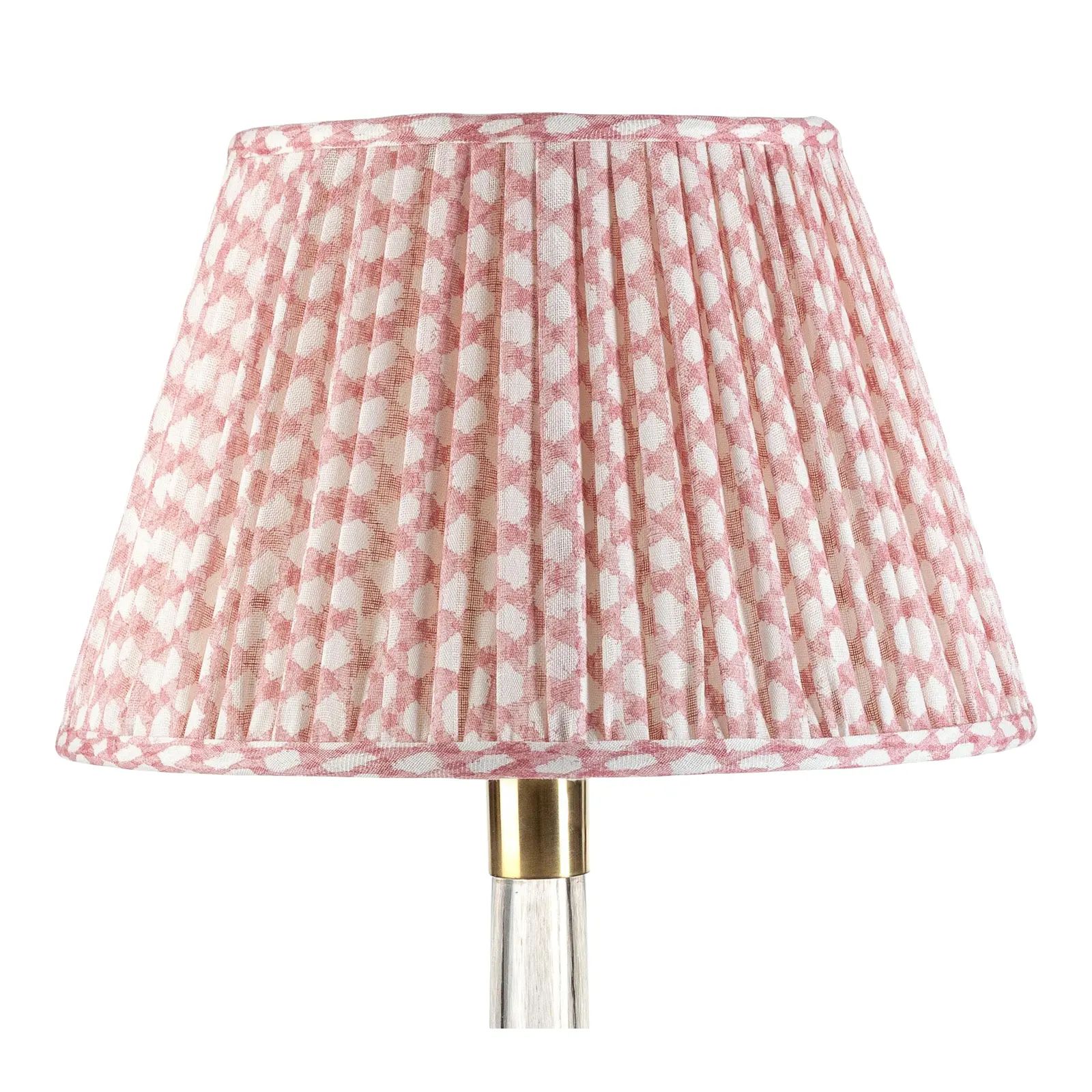 Fermoie Gathered Linen Lampshade in Pink Wicker, 18 Inch | Chairish