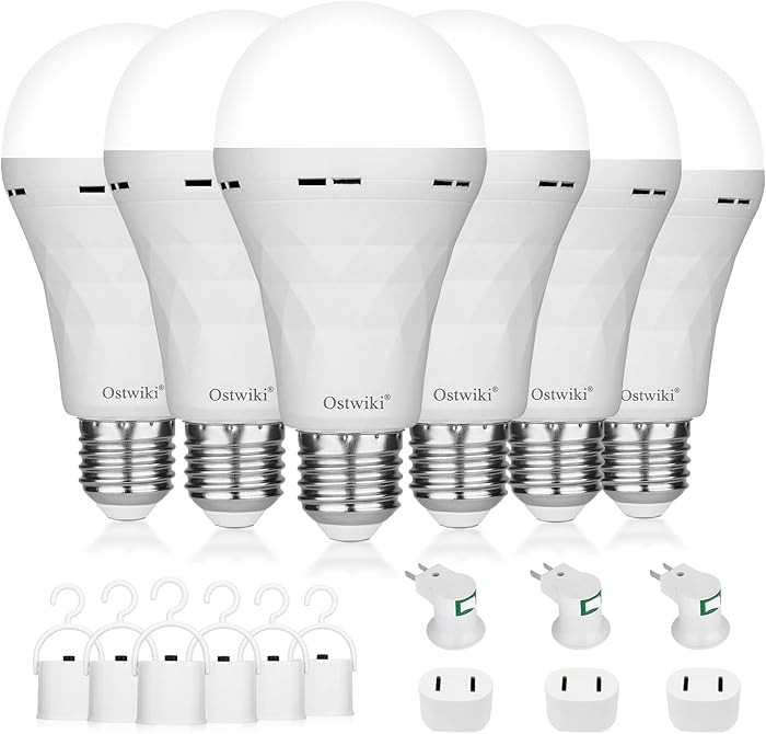 Emergency Rechargeable Light Bulbs,6 Pack Battery Operated Backup Light Bulb for Power Outage Cam... | Amazon (US)