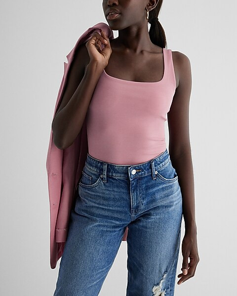 Body Contour Textured Square Neck Bodysuit | Express