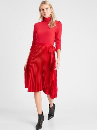 Pleated Wrap Midi Skirt | Banana Republic Factory