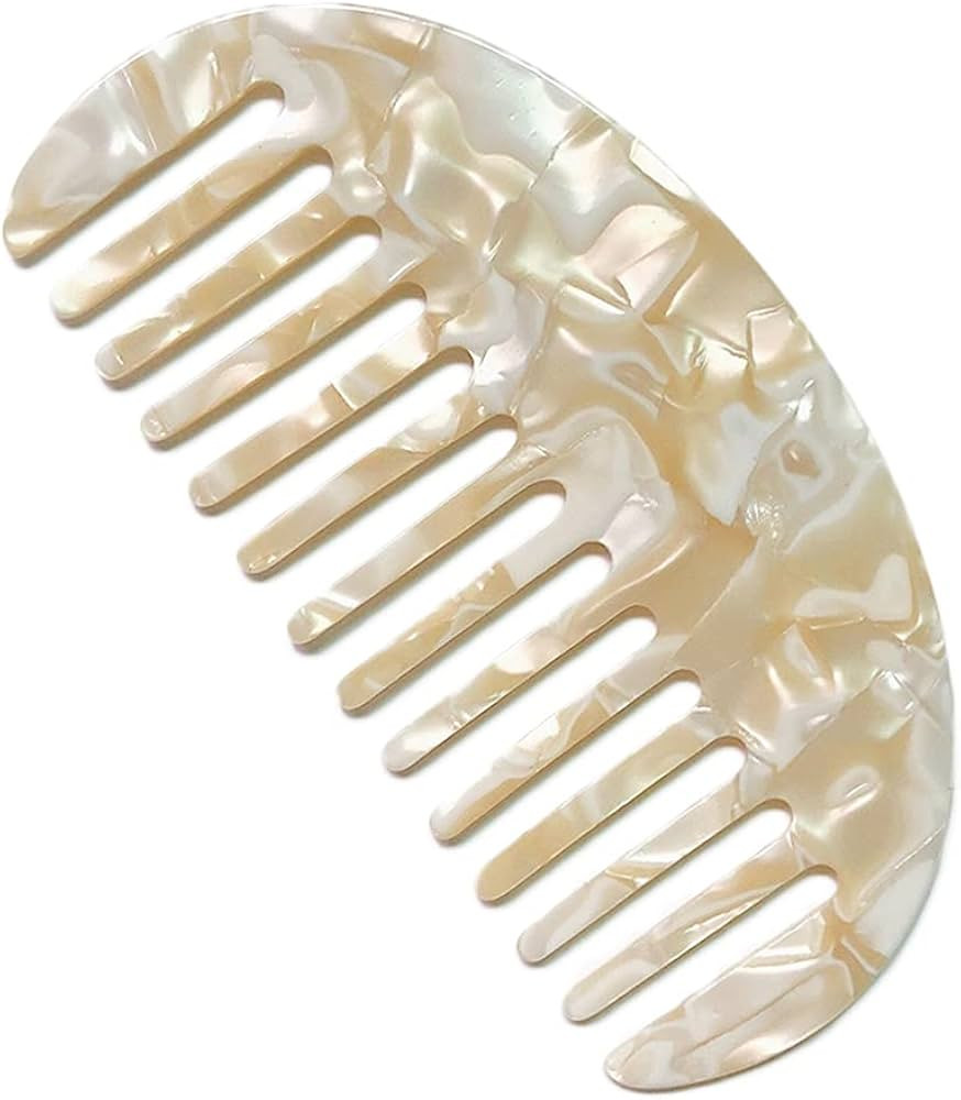 French Wide Tooth Pocket Hair Comb Marble Leopard Pattern Acetate Anti-Static Detangling Hairbrus... | Amazon (US)