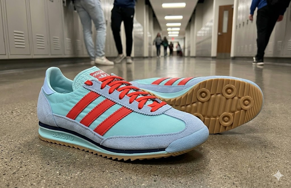 Step out in classic style with the adidas Women's SL 72 sneakers. Featuring a retro 1972 heritage design, these casual low-profile shoes combine a breathable nylon upper with premium suede overlays and leather accents. Designed for ultimate in-shoe comfort, they feature a textured Ecotex tongue and a plush EVA midsole that keeps you comfortable on the go. Complete with a durable rubber traction outsole and a stabilizing TPU heel clip, these imported retro runners are a must-have addition to your sneaker rotation. Shop them now! 

 #LTKfitnessgoals #LTKselfcare #LTKActive