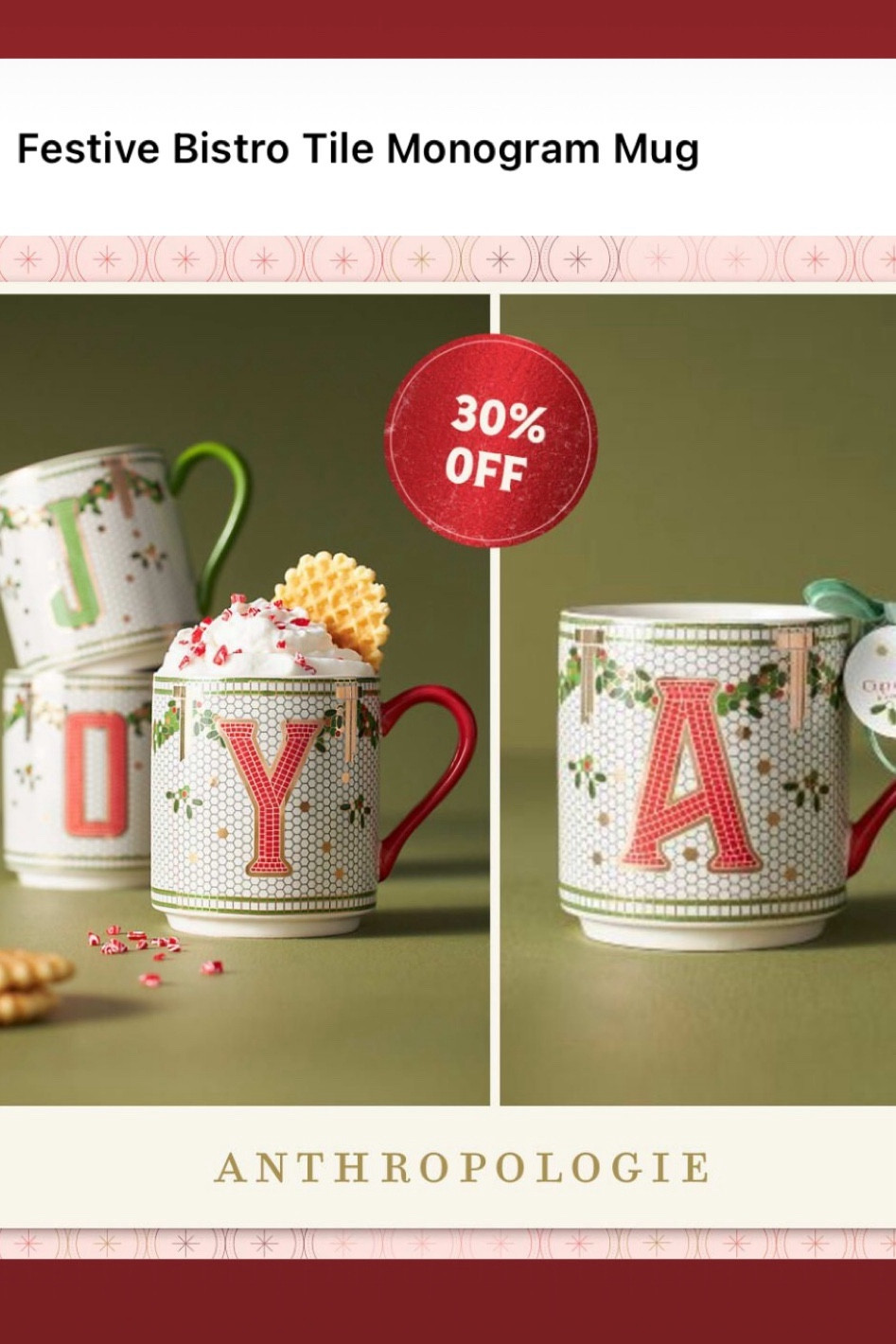 The Festive Bistro Monogram Tile Mug is finally on sale for Black Friday. Enjoy 30% off this and other antro finds. 

#LTKHoliday #LTKSeasonal #LTKCyberWeek