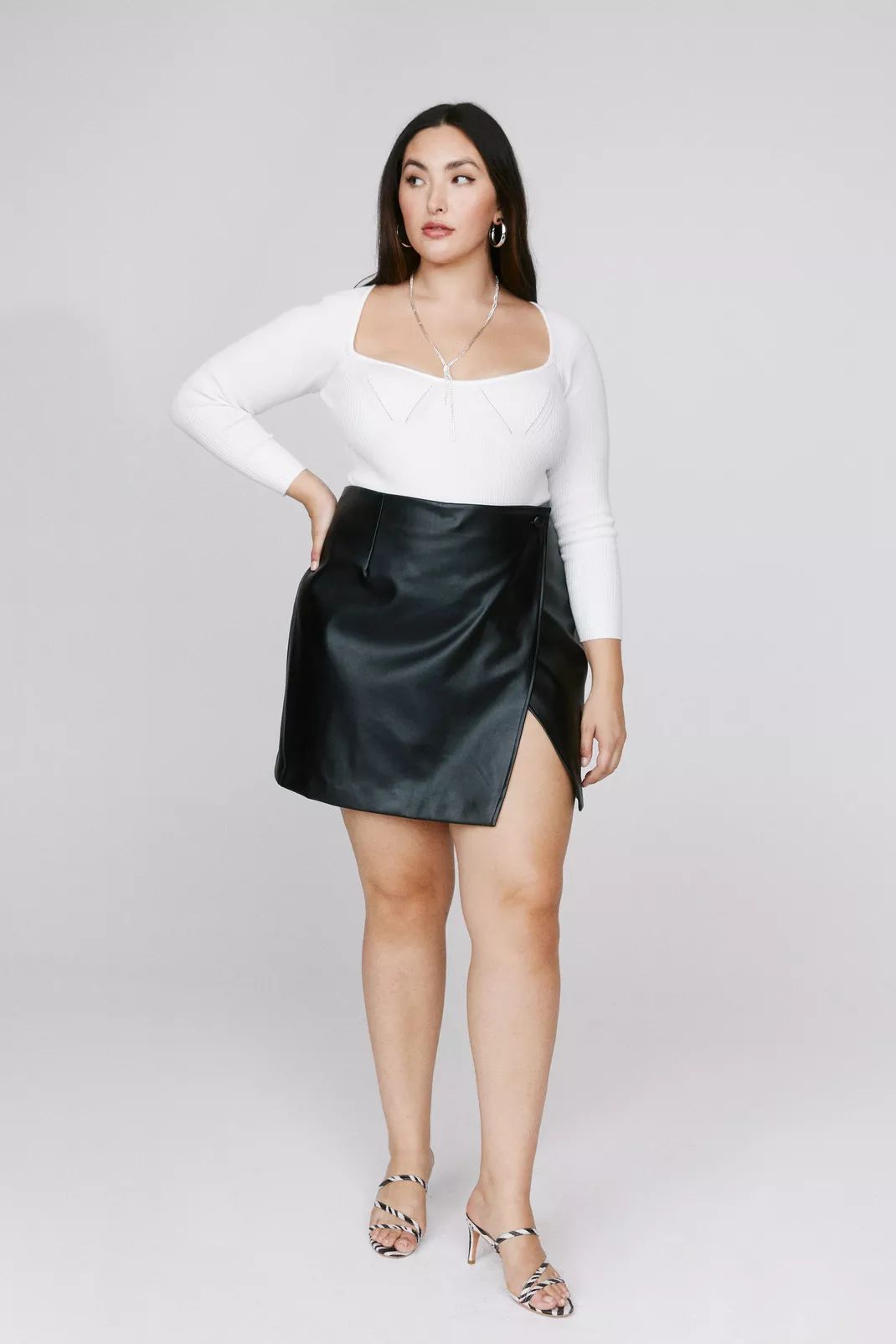 Plus Size Faux Leather Slit Mini Skirt | Nasty Gal (US)