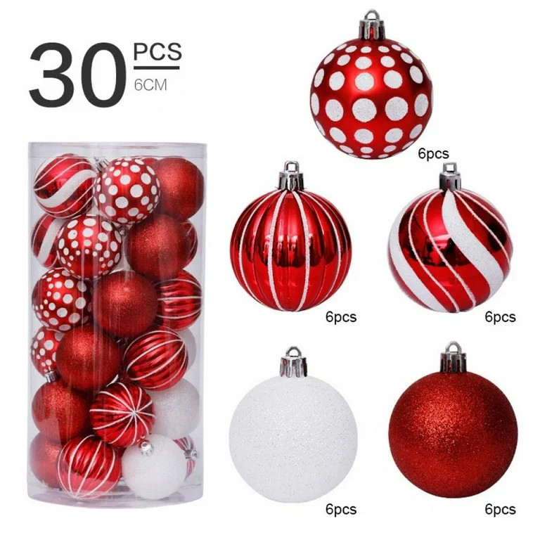 30pcs 2.36inch Classic Collection, Red Green White Christmas Ball Ornaments, Shatterproof Christm... | Walmart (US)