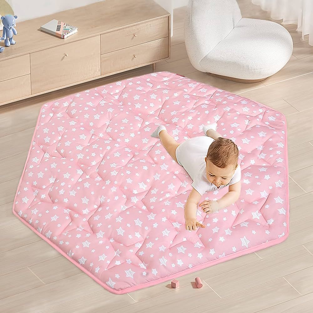 Hexagon Mat Playroom Rug, Non Slip Hexagon Playpen Mat Fitted for Monobeach Princess Tent Kids Pl... | Amazon (US)
