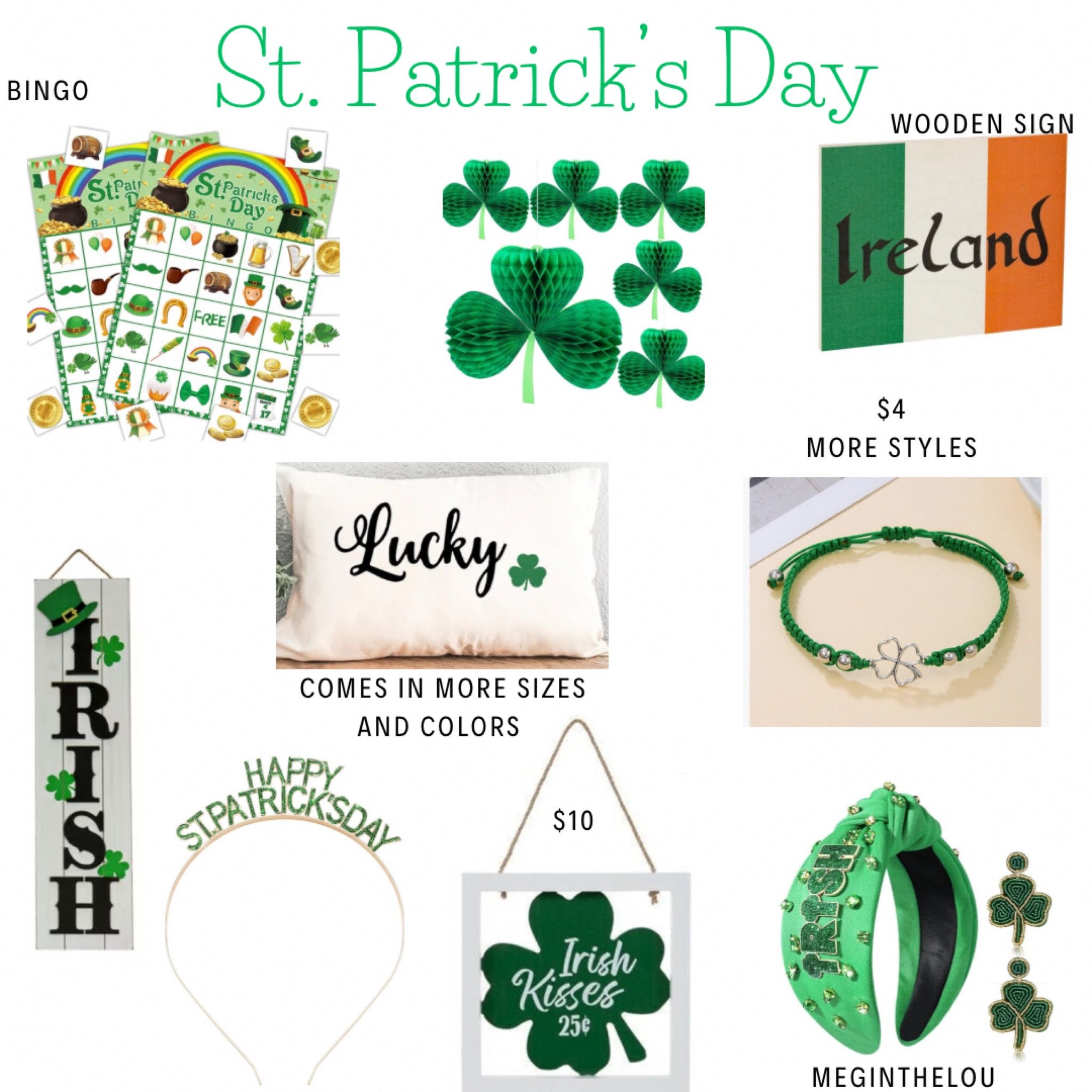 St. Patrick’s Day - accessories and decor starting at $4


#LTKSaleAlert #shamrock #under15 #under25 #salefinds #budgetfriendly #etsy #amazon #target #stpats #stpatsdecor 


#LTKFindsUnder50 #LTKHome #LTKStyleTip