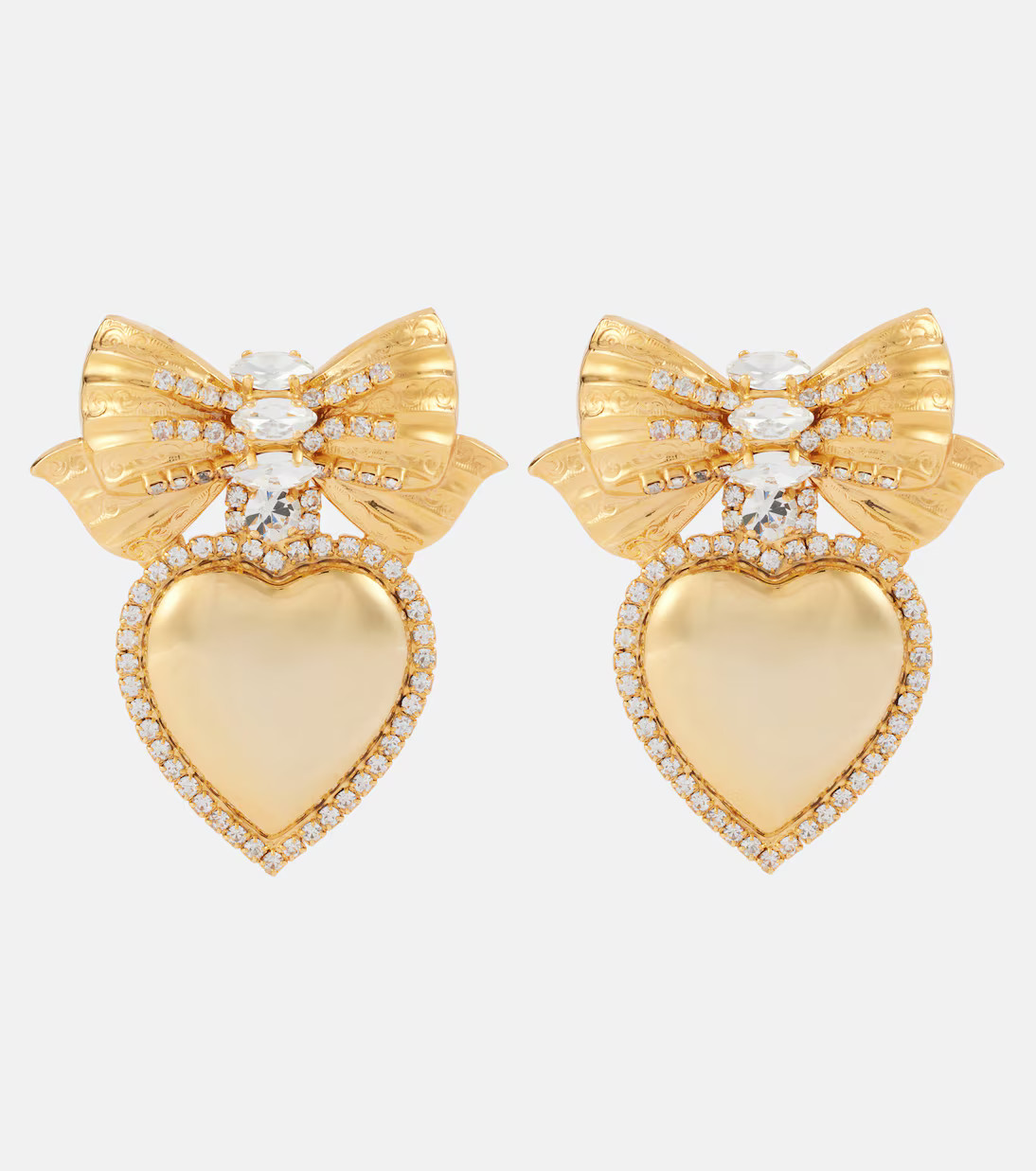 Heart crystal-embellished clip-on earrings | Mytheresa (INTL)