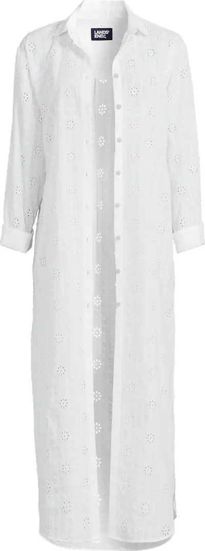 Eyelet Button Down Maxi Cover-up Dress | Nordstrom