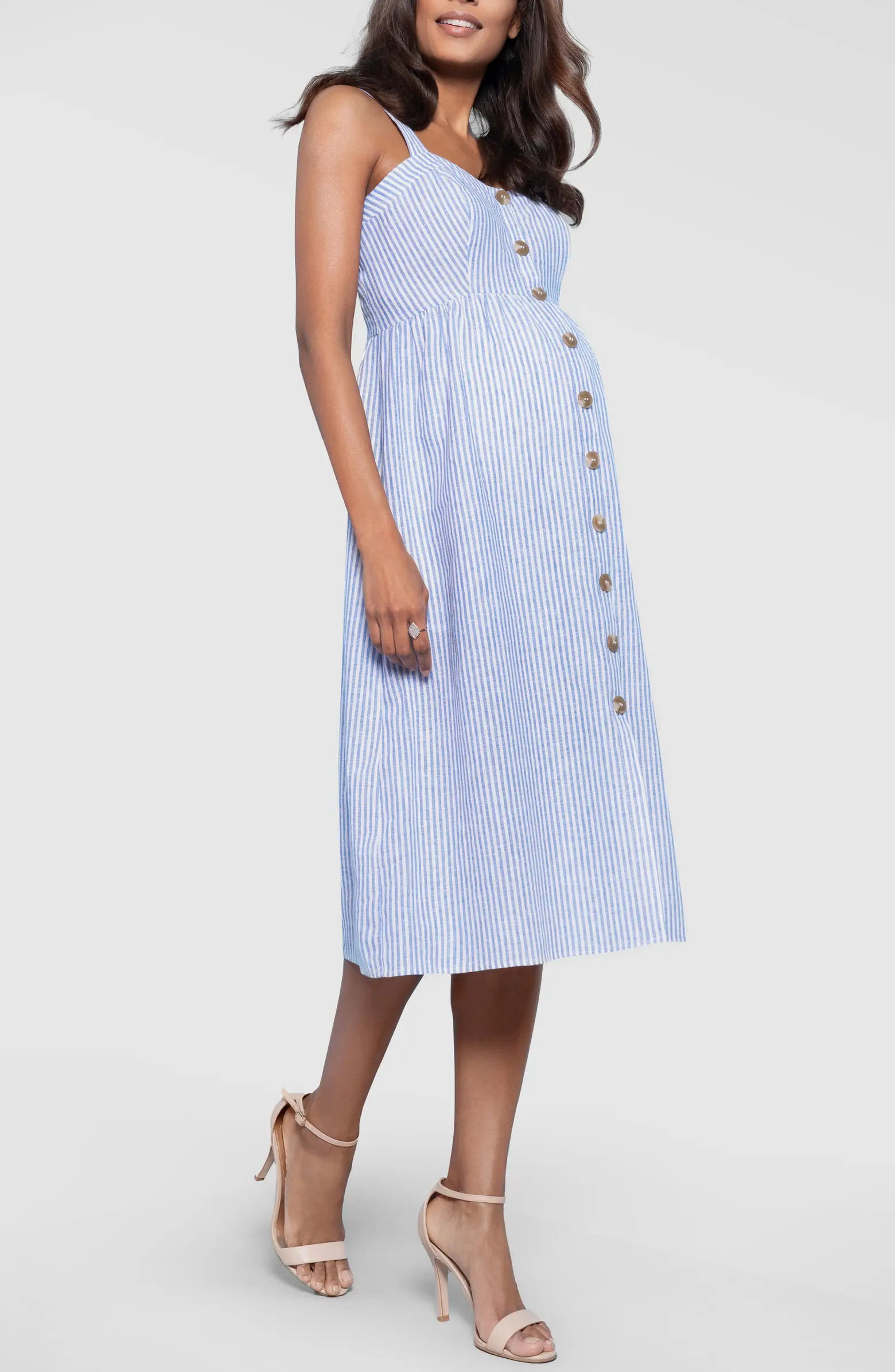 Button Front Maternity/Nursing Midi Sundress | Nordstrom