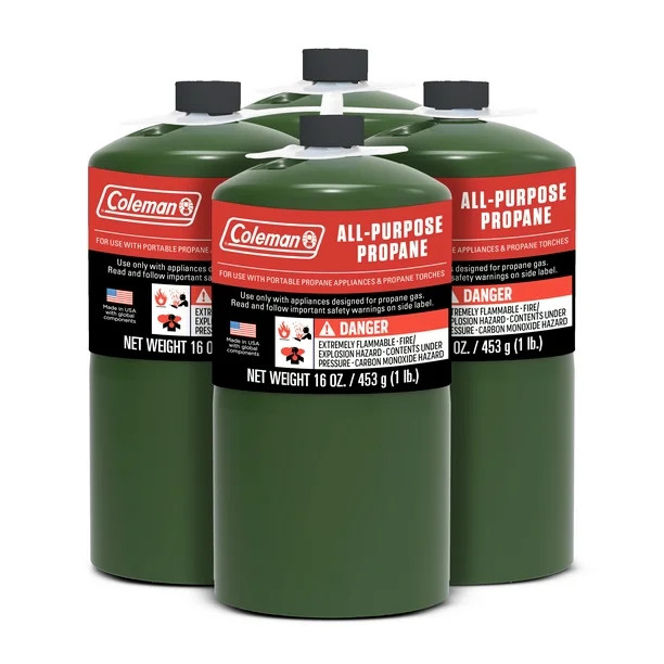 Coleman All Purpose Propane Gas Cylinder 16 oz, 4-Pack | Walmart (US)