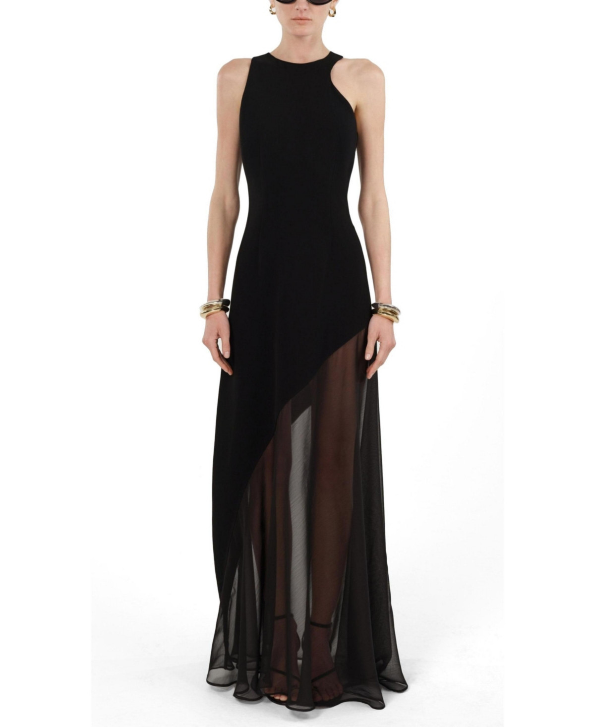 Nocturne Women's Sheer Detail Maxi Dress - Black | Macy's
