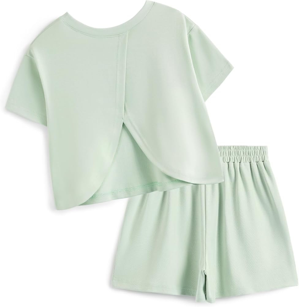 Girls Clothing 2 Piece Summer Set Short Sleeve Tops Shirts Baggy Shorts with Pockets Fashion Outf... | Amazon (US)
