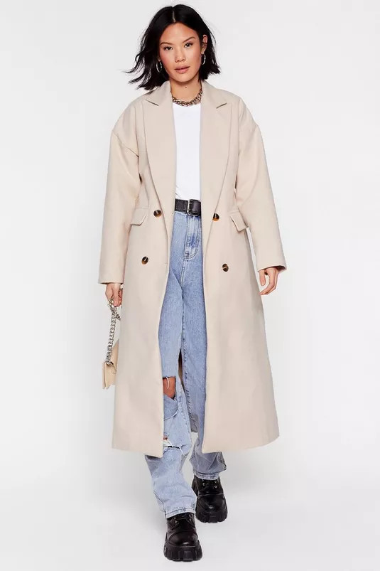 Faux Wool Smart Longline Coat | Nasty Gal (US)