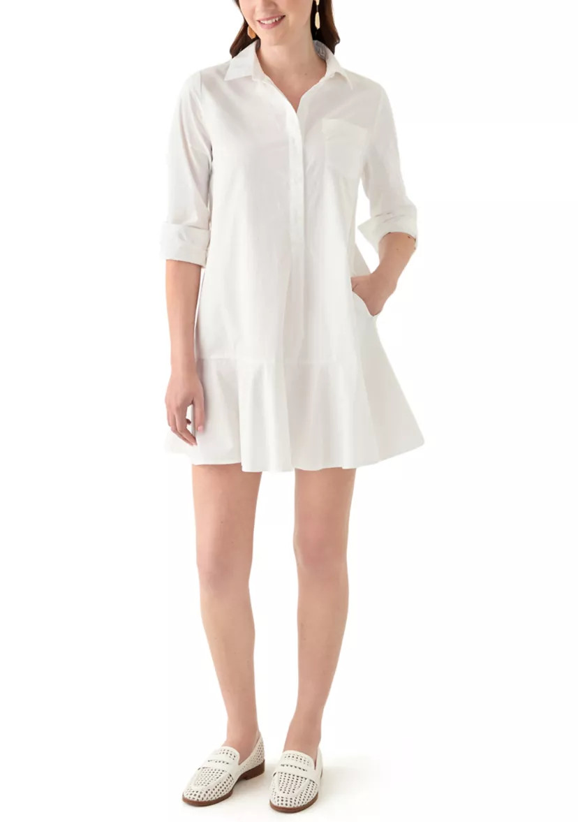 Women's Short Sleeve Flounce Shirtdress | Belk