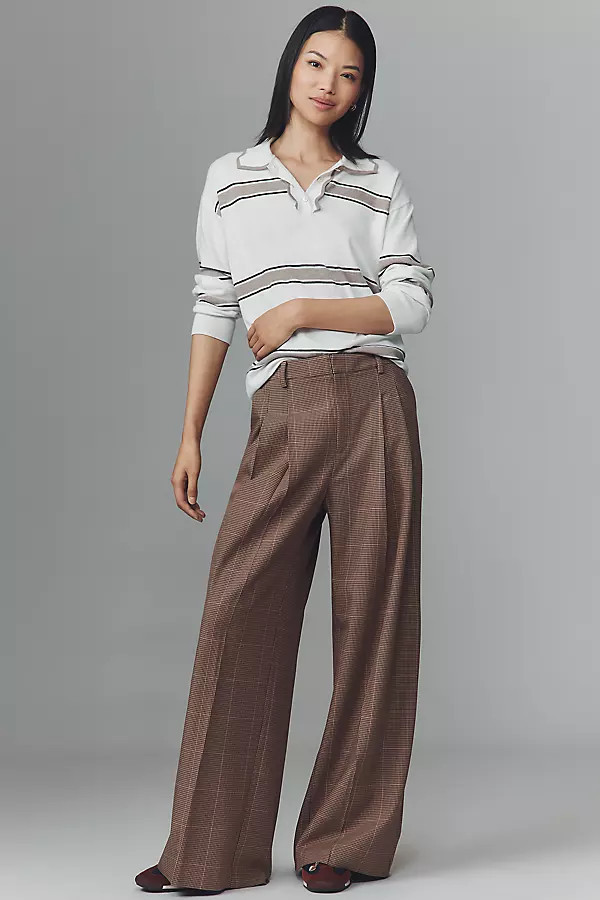 The Avery Plaid Wide-Leg Trousers by Maeve Pants | Anthropologie (US)