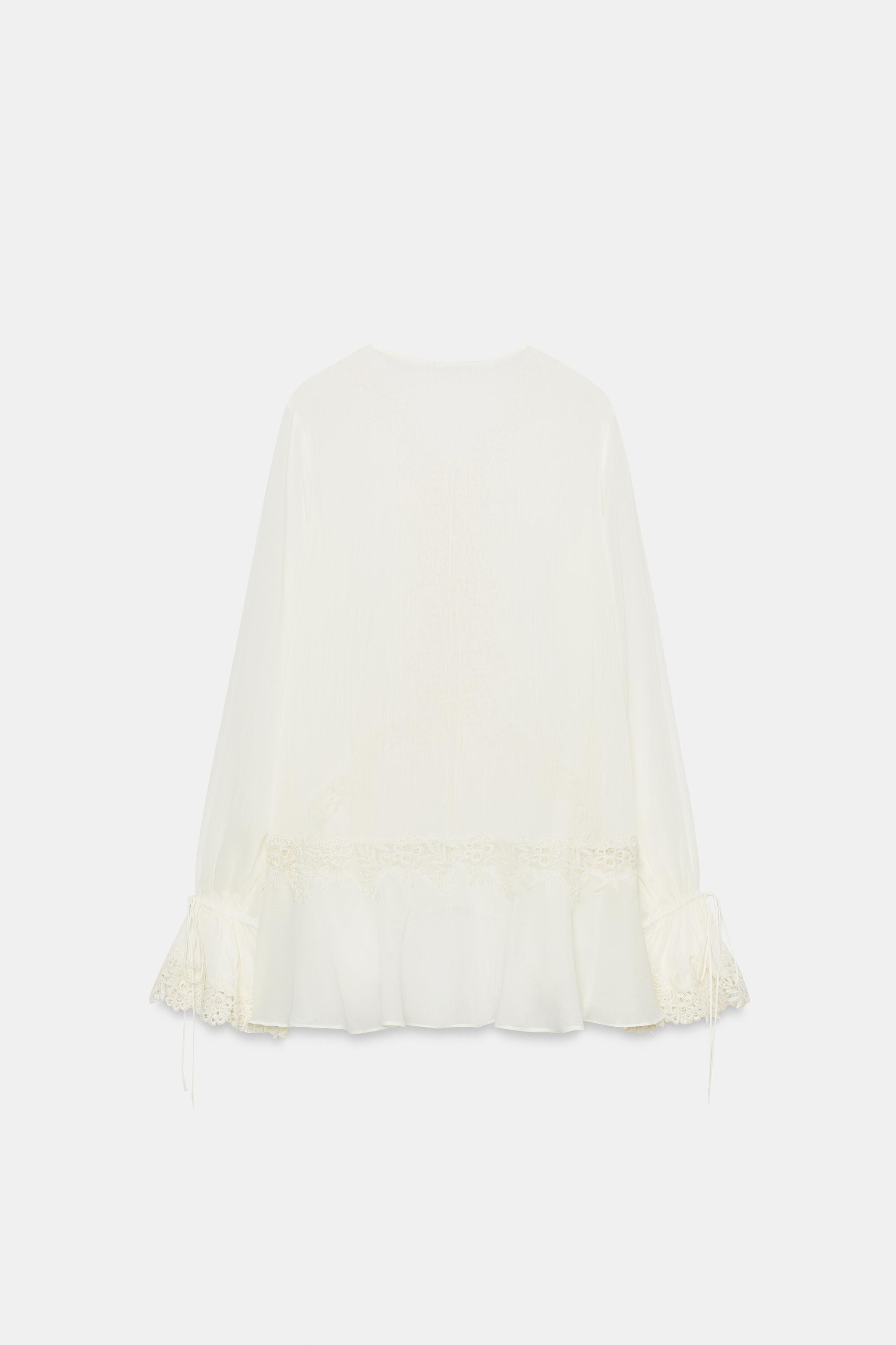 ZW COLLECTION COMBINATION LACE BLOUSE | Zara US