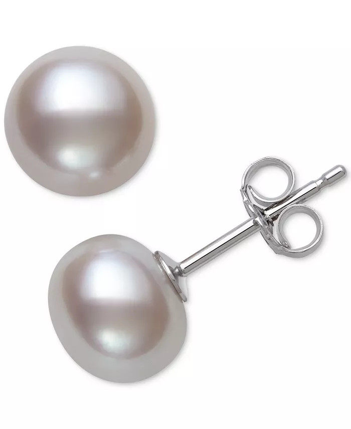 Belle de Mer Cultured Freshwater Pearl (7mm) Stud Earrings in Sterling Silver & Reviews - Earring... | Macys (US)