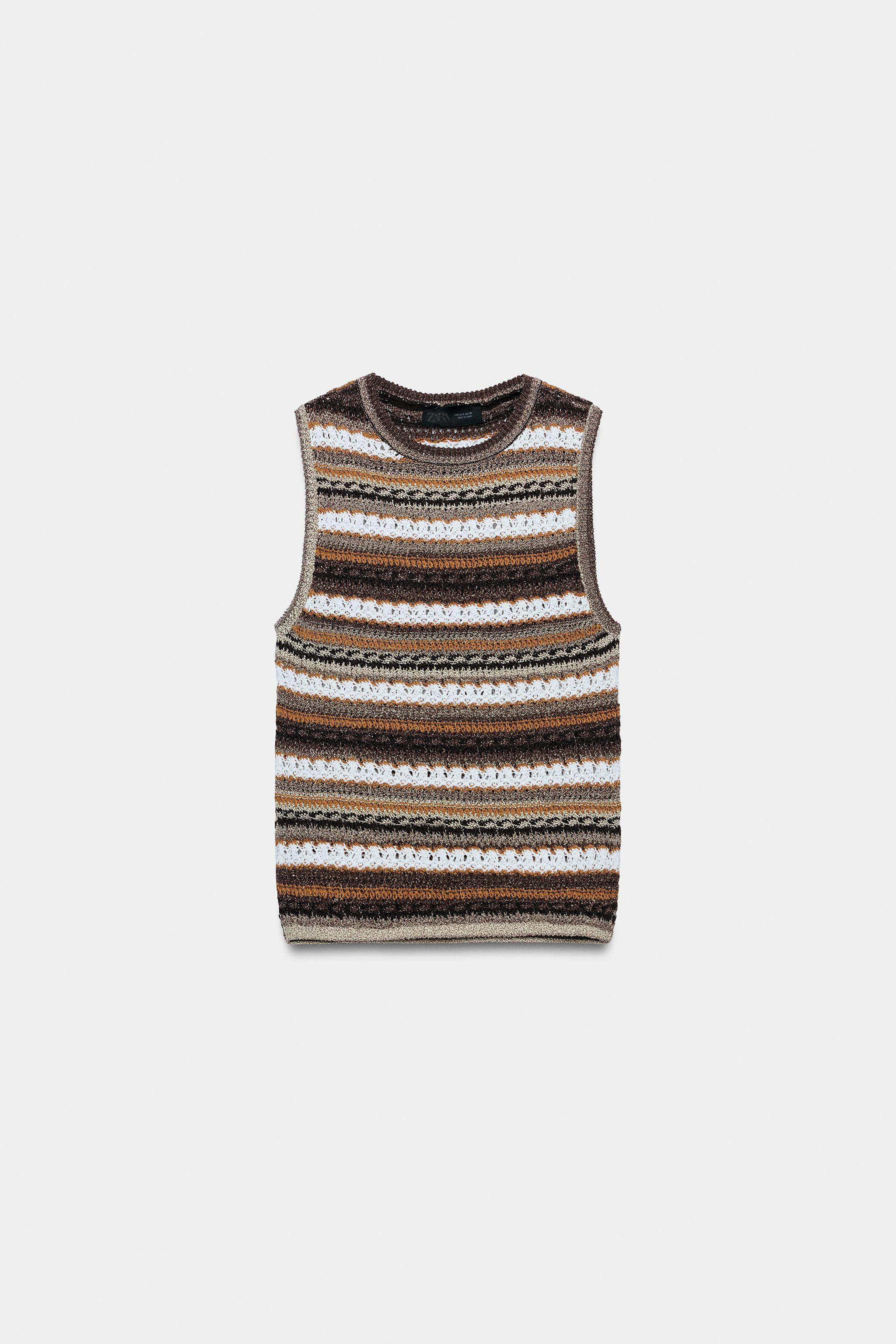 STRIPED TEXTURED KNIT TOP | Zara US