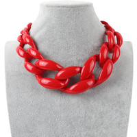 FishSheep Vintage Big Acrylic Red Choker Necklace for Women Punk Large Resin Chunky Chain Collar | AliExpress UK