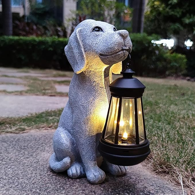 Solar Dog Outdoor Garden Statue with LED Light,Dog Solar Lights Lantern Outside Decorations for Y... | Amazon (US)