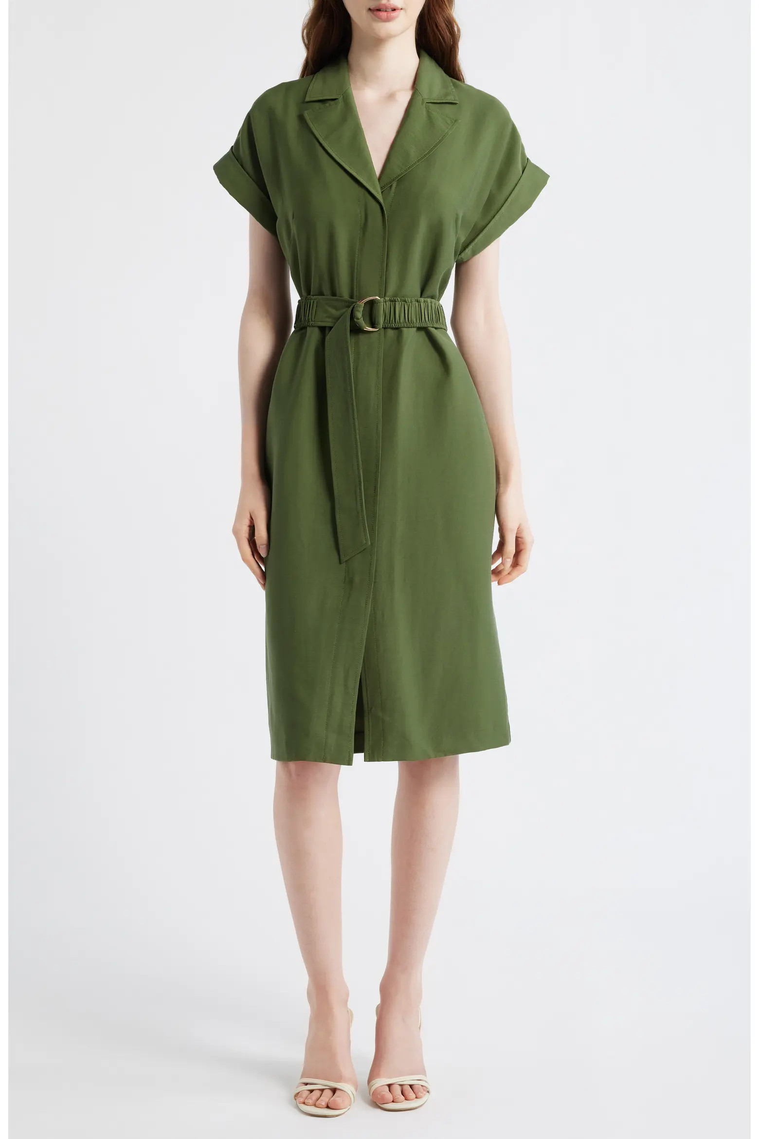 Belted Woven Midi Shirtdress (Women) | Nordstrom | Nordstrom