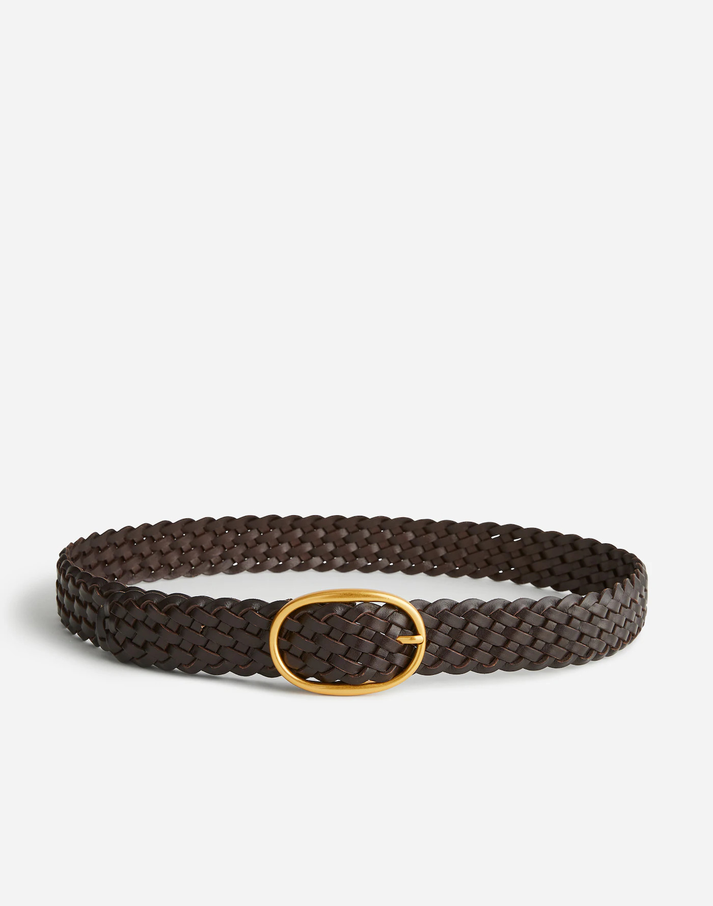 Oval-Buckle Woven Leather Belt | Madewell
