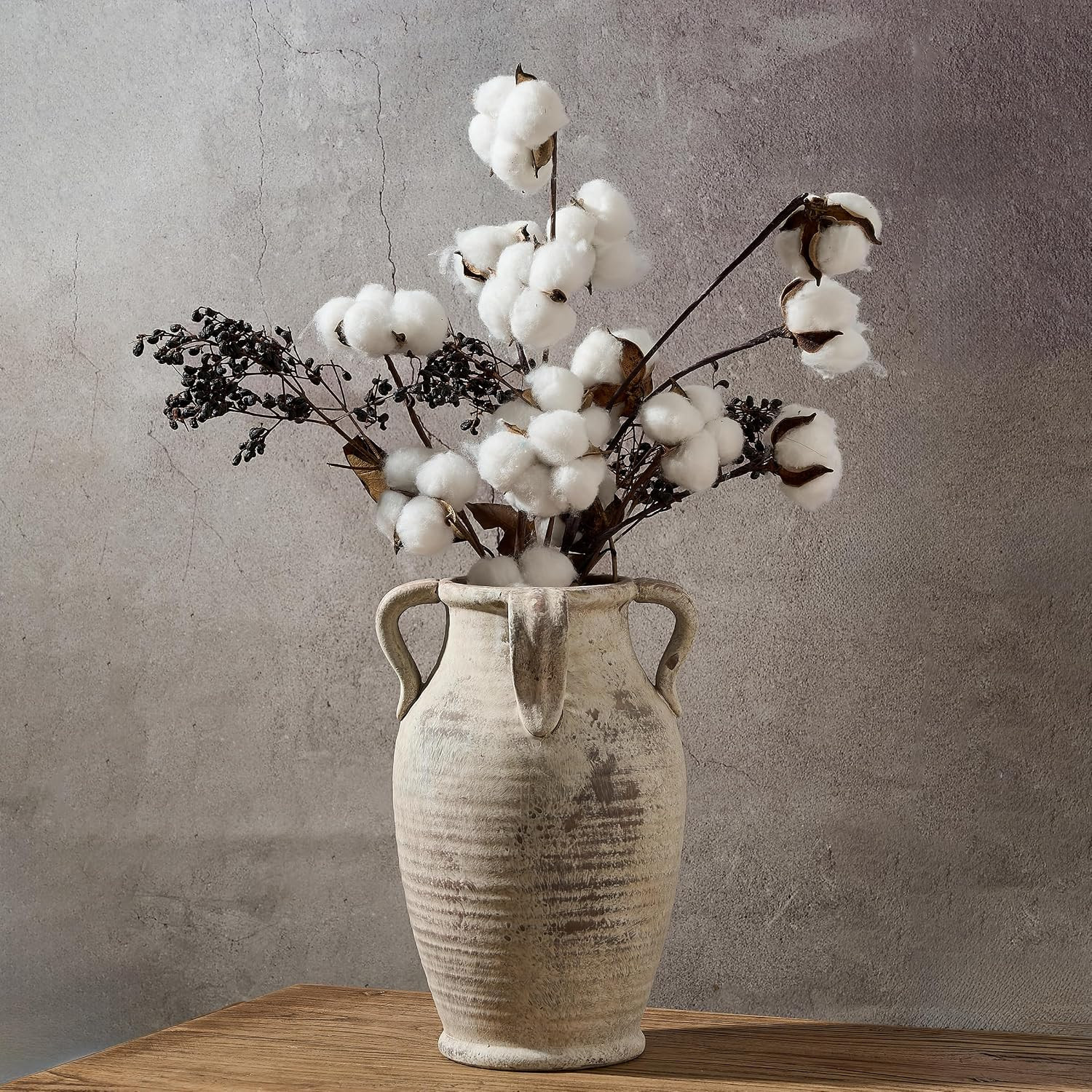 Emotionally Grounded Vase, Vaseking Large Ceramic Rustic Vase with 4 Handles, 10.83 inch Minimalist Decorative Farmhouse Tall Vases for Home Decor, Living Room, Enterway, Wedding, Fired Terra Clay | Amazon (US)
