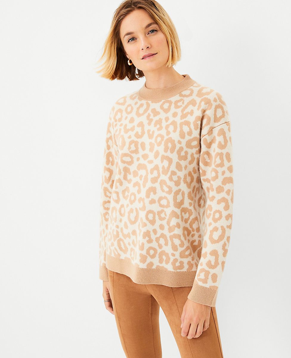 Leopard Print Cashmere Sweater | Ann Taylor (US)