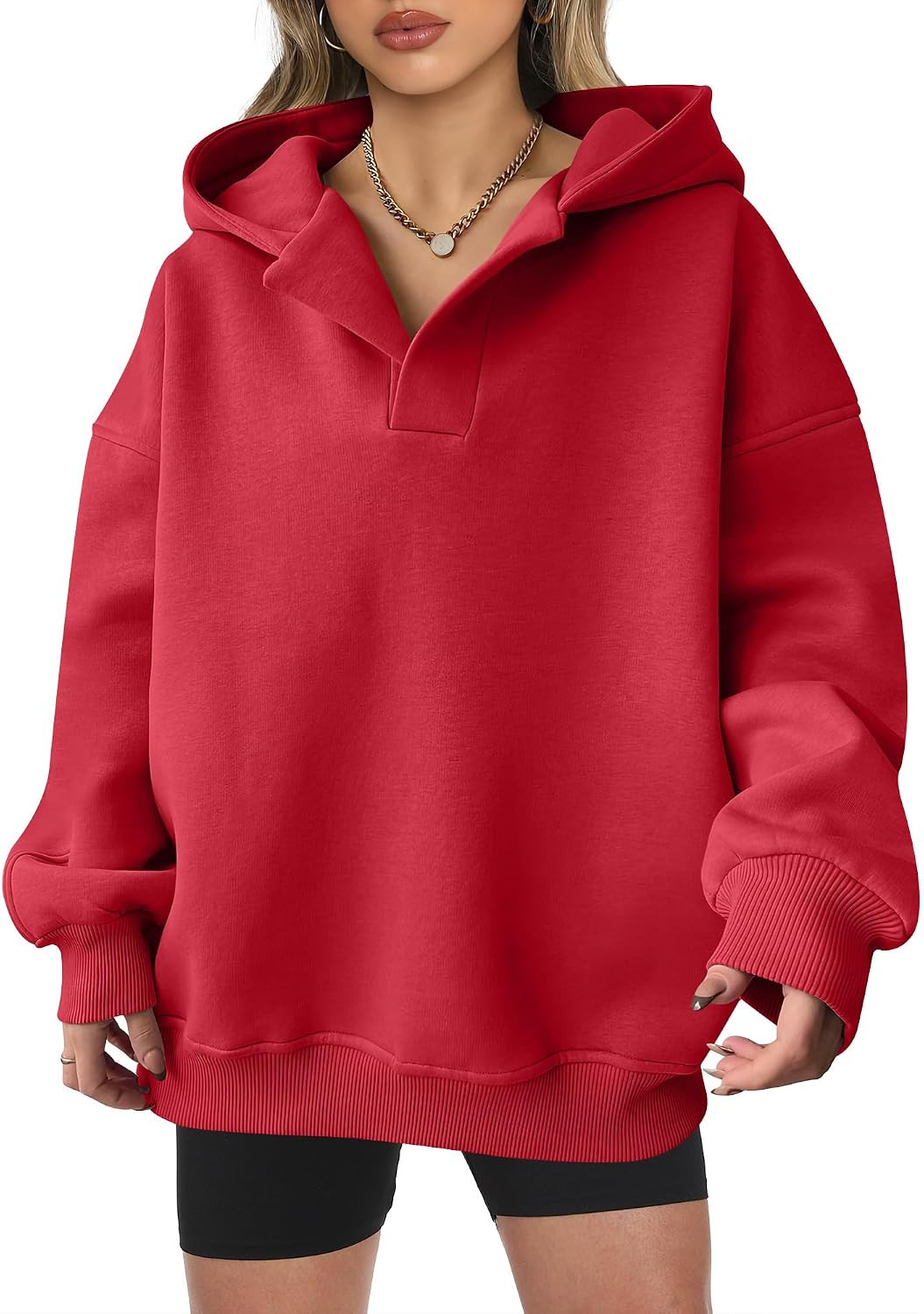 ANRABESS Hoodies for Women Oversized V Neck Hooded Sweatshirts | Amazon (US)