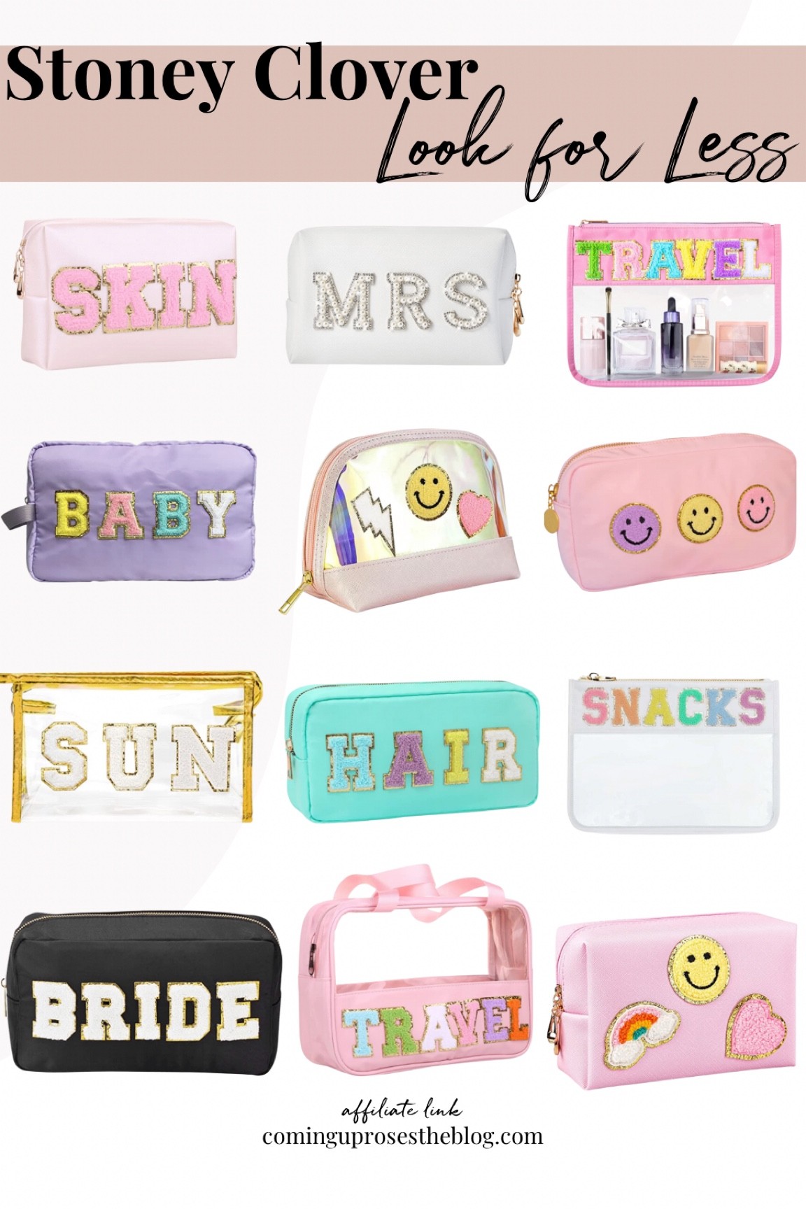 Stoney clover look for less finds! Embroidery patch bags // cute makeup bags // toiletry bags // bride makeup bags // clear travel bags

#LTKSeasonal #LTKunder50 #LTKtravel