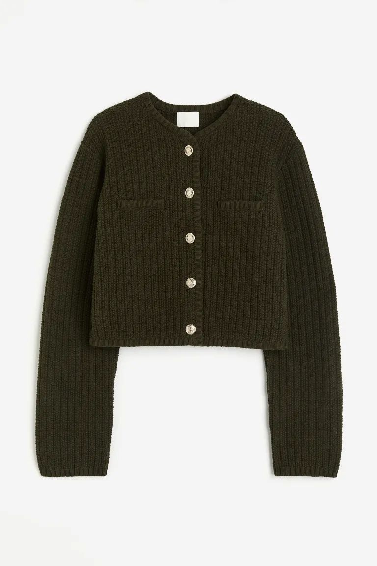 Short Textured-knit Cardigan - Black - Ladies | H&M US | H&M (US + CA)
