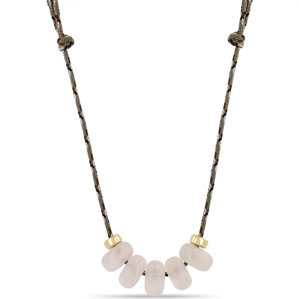 Zoë Chicco 14K Gold Rose Quartz & Rondelle Slider Bead Paracord Necklace in 14K Yellow Gold/rose Quartz at Nordstrom, Size 26 | Nordstrom