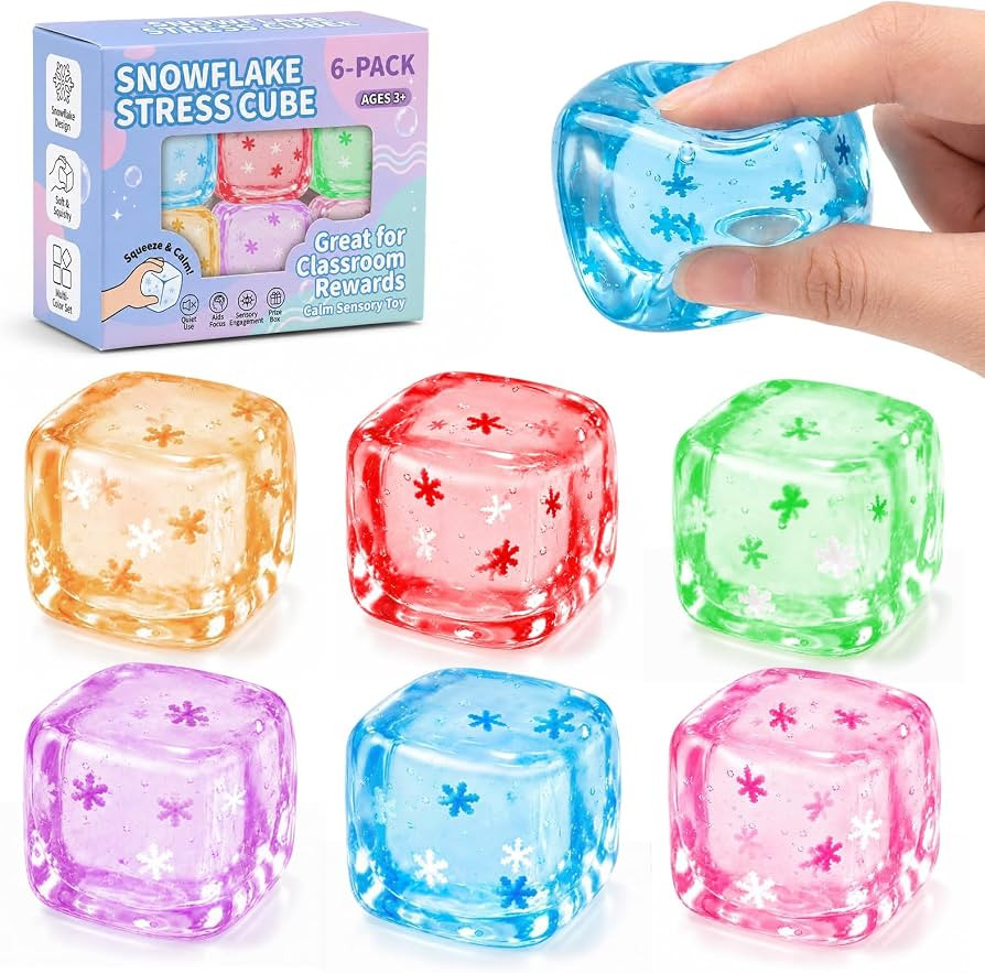 6-Pack Snowflake Stress Cube Squishy Toys, Soft Fidget Squeeze Toys | Amazon (US)