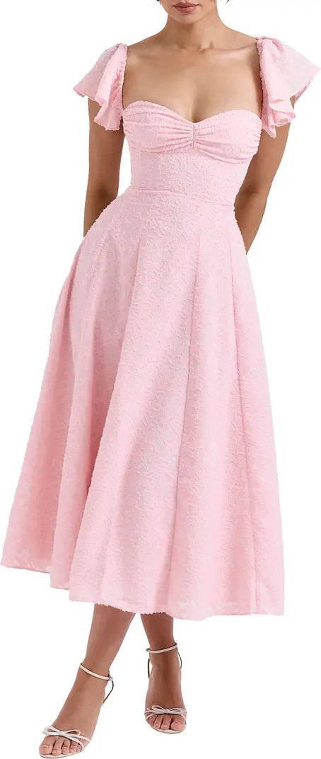 Emma Flutter Sleeve Jacquard Cocktail Dress | Nordstrom