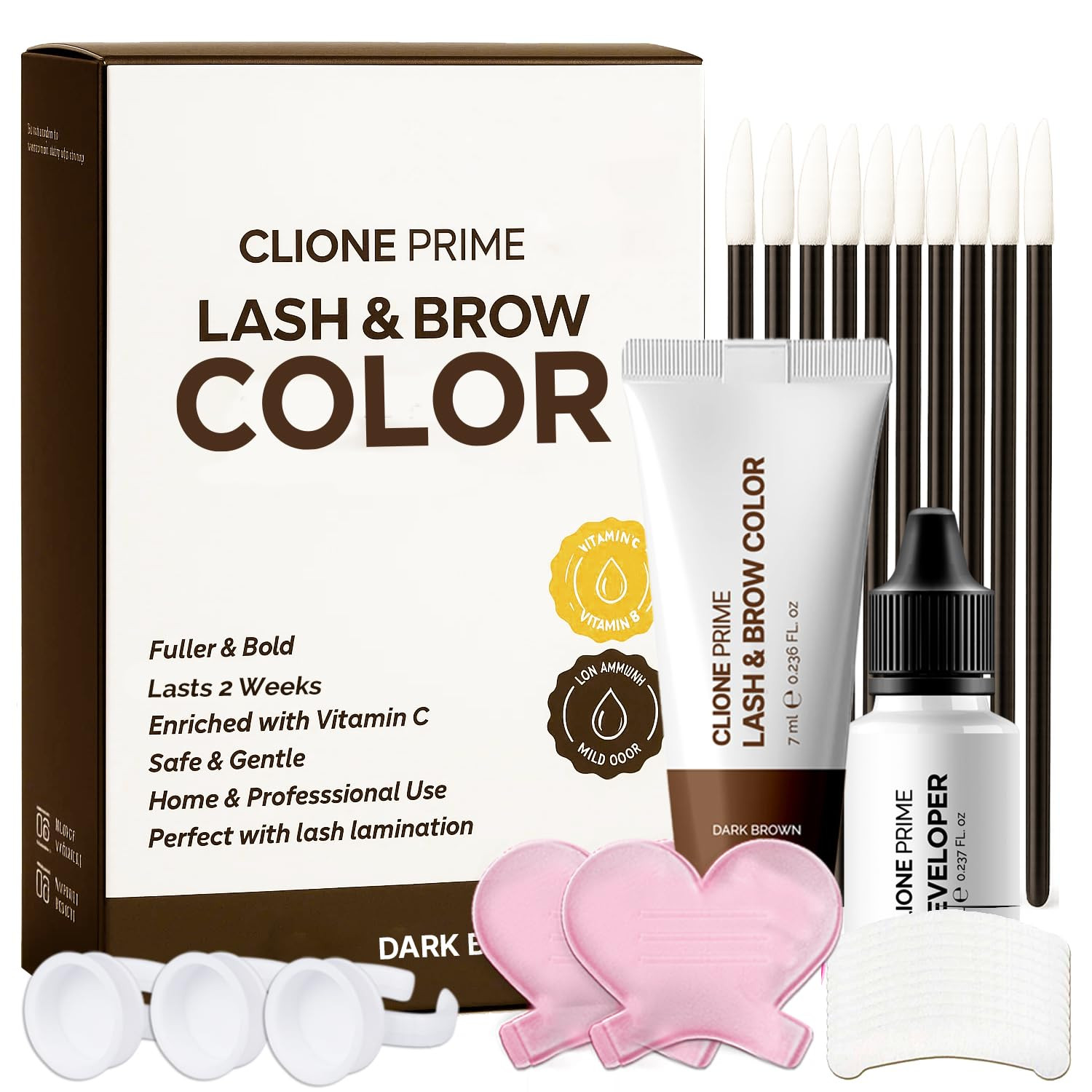 Korean Lash & Brow Color Kit – Temporary Eyelash & Eyebrow Color, Dark Brown, Naturally Fades W... | Amazon (US)