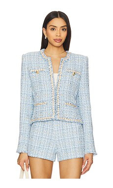 Generation Love Betsy Buttoned Tweed Blazer in Sky Blue Multi from Revolve.com | Revolve Clothing (Global)