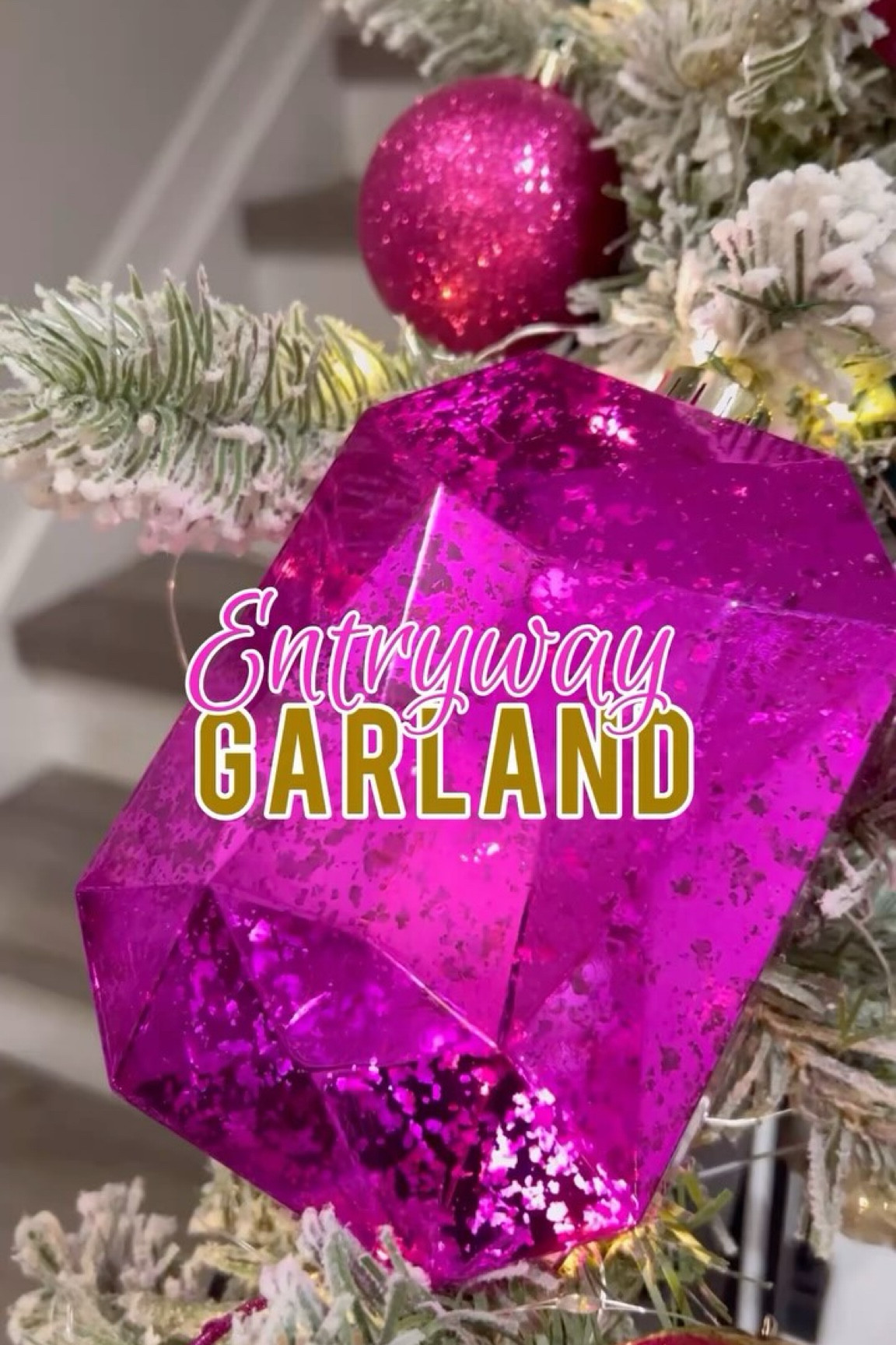 Hey, love bugs! Check out how our stairway garland turned out in our entryway. It coordinates perfectly with the Christmas tree.

#garland #stairgarland #twinklelights #christmas #christmastreedecorating #holiday #holidaydecorating #christmasdecor #christmasdesign #holidaydecor #holidaydesign #diychristmas #diychristmasdecor #christmasdiy #pinkchristmas