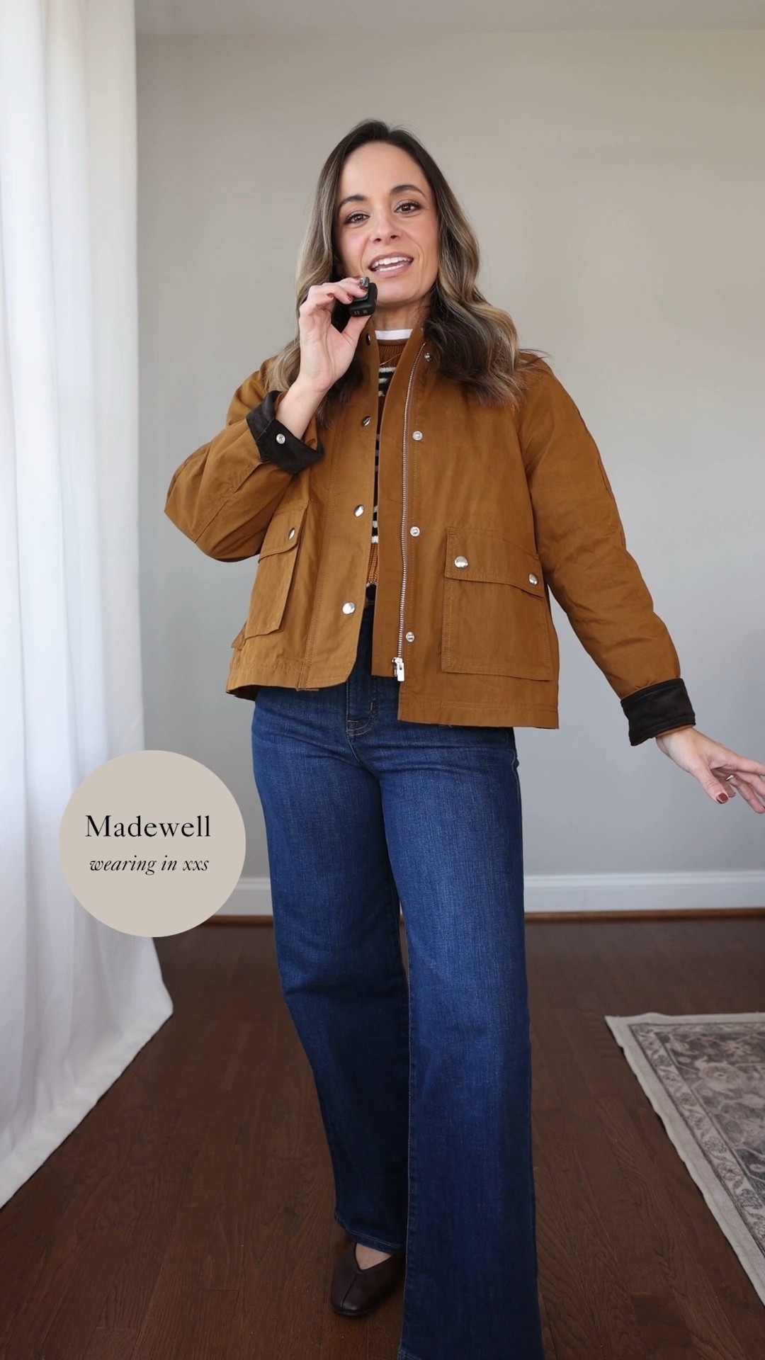 This Madewell jacket, sweater and shoes all made it into the capsule wardrobe! 25% off currently as well. 

Jacket: xxs 
Sweater: xxs
Jeans: petite 24 
Shoes: true to size

#LTKPetite #LTKSaleAlert