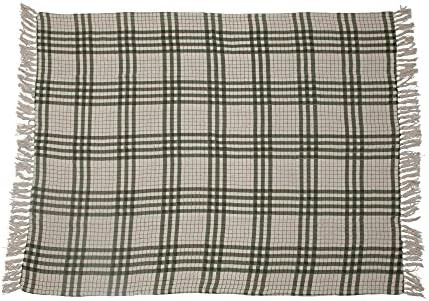 Creative Co-Op Soft and Cozy Woven Recycled Cotton Blend Printed Plaid Decorative Blanket with Fring | Amazon (US)
